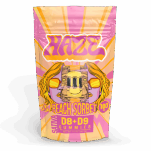 Haze  D8+D9 Gummies 100mg – Peach Sorbet (Sativa) 8CT