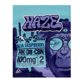 Haze 2ct Midnight Blend 100mg D8 + CBN Gummies - Blue Raspberry (Indica)