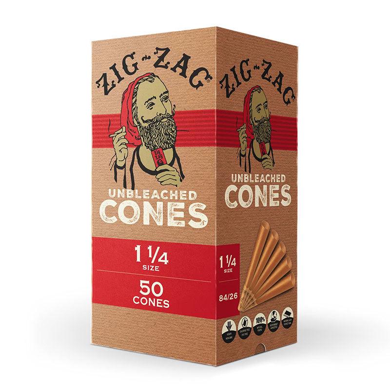 Zig-Zag - Cones - 1 1/4" Size Mini Unbleached Cones - 50 Count