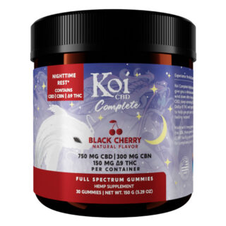 Koi CBD - CBD Gummies - Complete Nighttime Rest Delta 9 Gummies + CBD + CBN - Black Cherry - 40mg - 30 Count