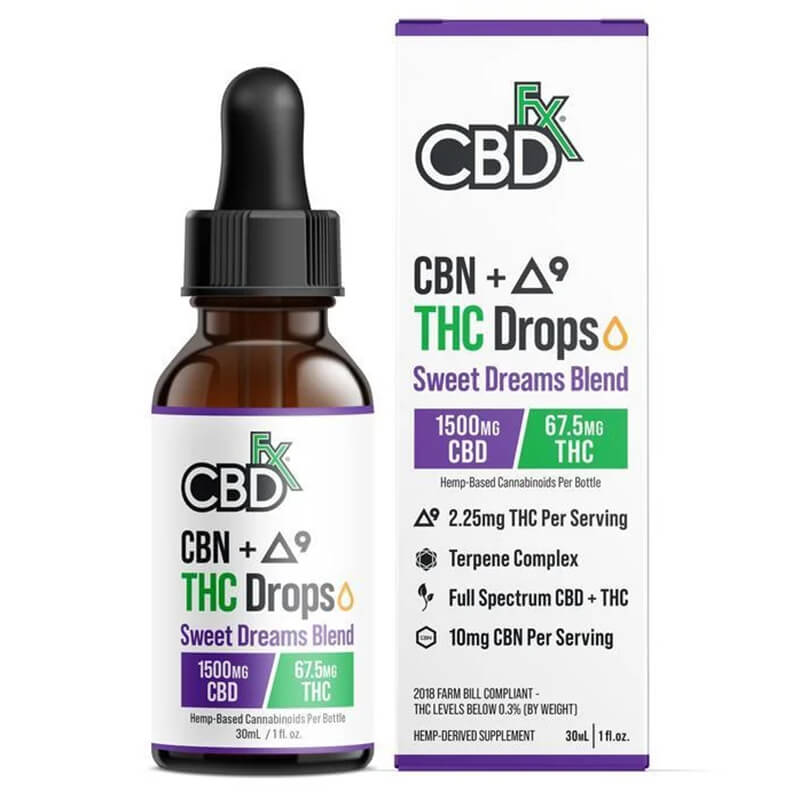 CBDfx - CBD Tincture - CBD:Delta-9 THC Sweet Dreams Blend - 1500mg