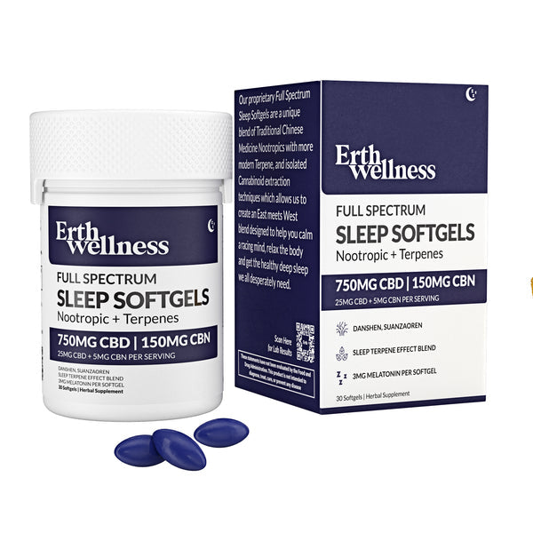 ERTH Wellness - CBD Softgels - Full Spectrum CBD:CBN Sleep Softgels - 25g-5mg
