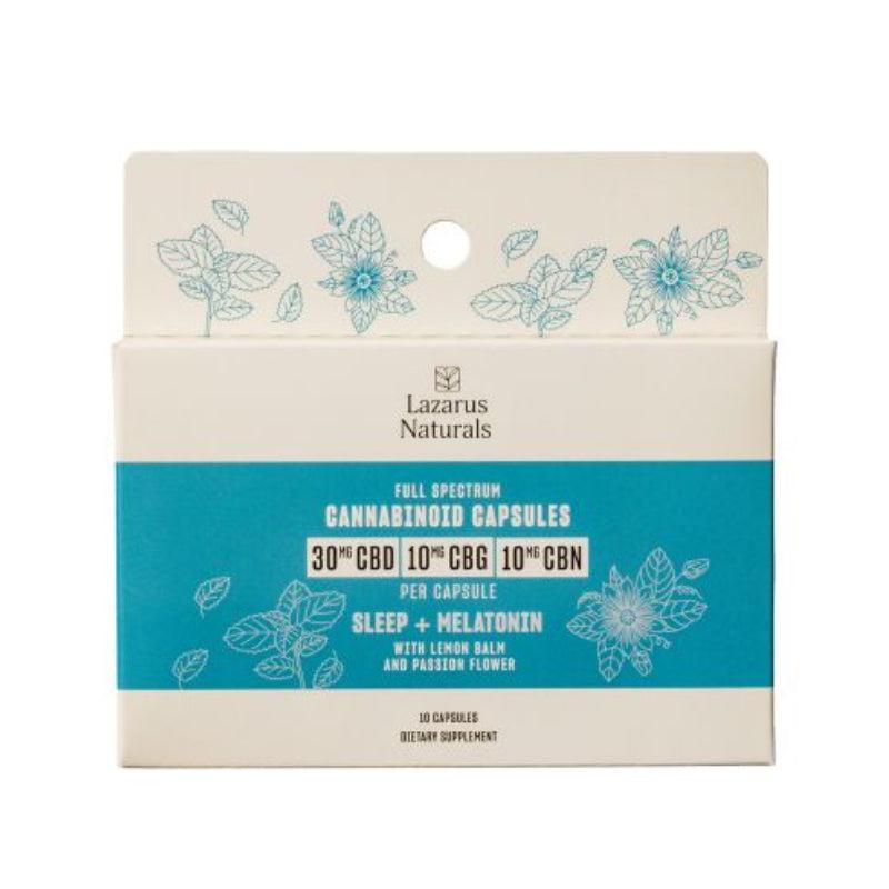 Lazarus Naturals - CBD Capsules - CBD:CBG:CBN Sleep + Melatonin Capsules - 30mg:10mg:10mg